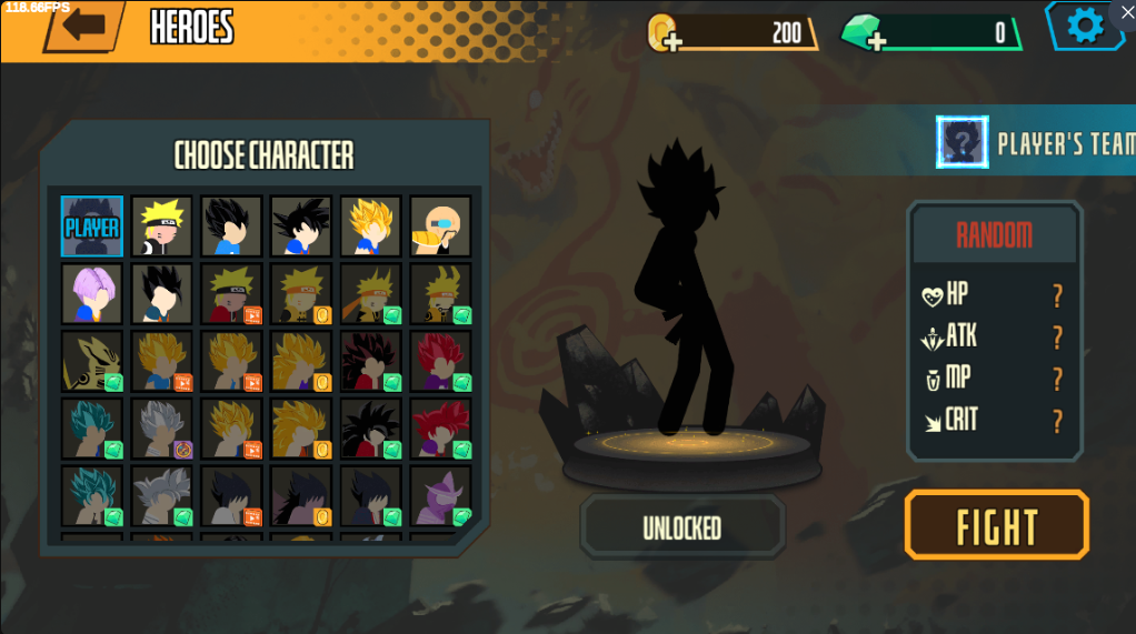 Stickman Warriors Hero Selection